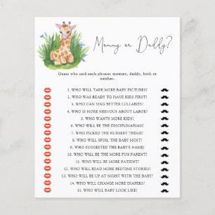 Wild Giraffe - mommy or daddy baby shower game