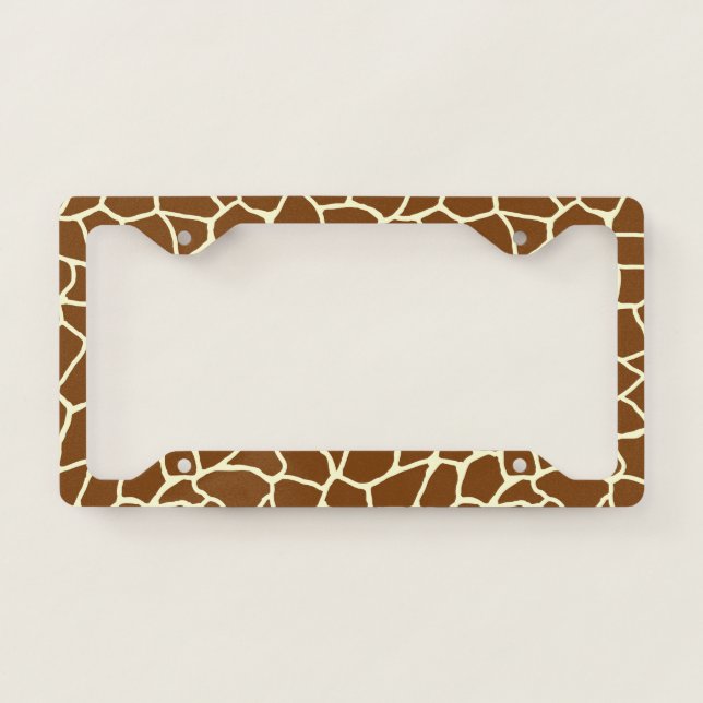 Wild Giraffe Pattern Animal Print License Plate Frame (Front)