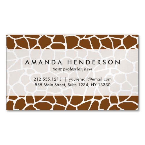 Wild Giraffe Pattern Animal Print Magnetic Business Card