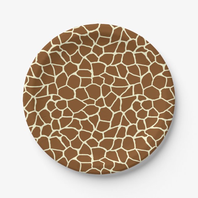 Wild Giraffe Pattern Animal Print Paper Plates (Front)