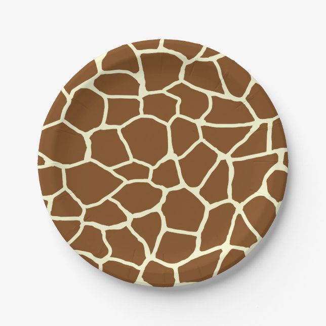 Wild Giraffe Pattern Animal Print Paper Plates (Front)
