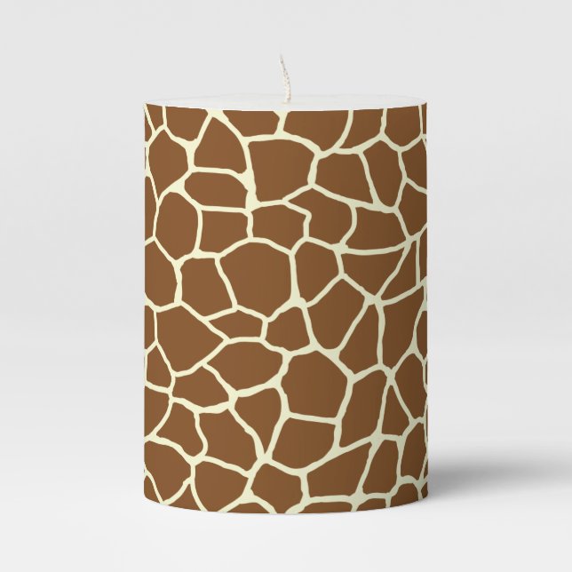 Wild Giraffe Pattern Animal Print Pillar Candle (Front)