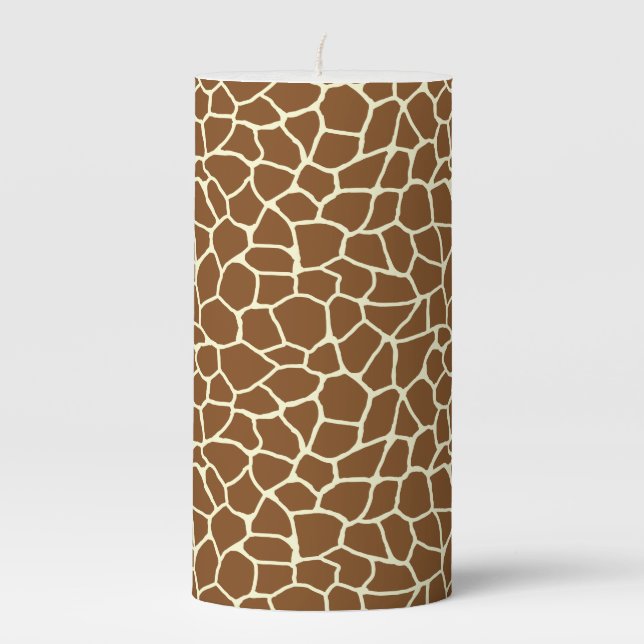 Wild Giraffe Pattern Animal Print Pillar Candle (Front)
