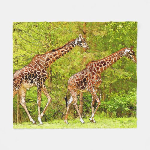 Wild Giraffes _ African Wildlife Fleece Blanket