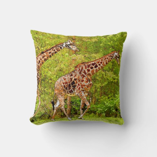 Wild Giraffes _ African Wildlife Throw Pillow