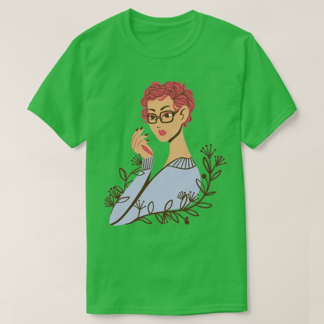 Wild Girl Floral Woman With Flowers Redhead 1 T-Shirt (Design Front)