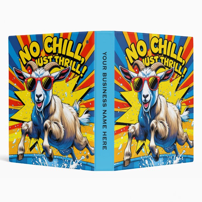 Wild Goat Summer Retro Pool Splash  3 Ring Binder (Background)