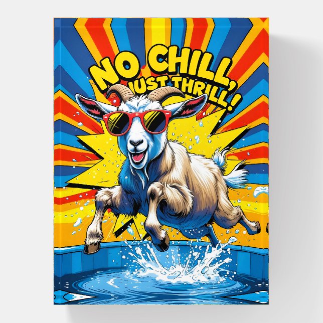 Wild Goat Summer Retro Pool Splash  Paperweight (Vertical)