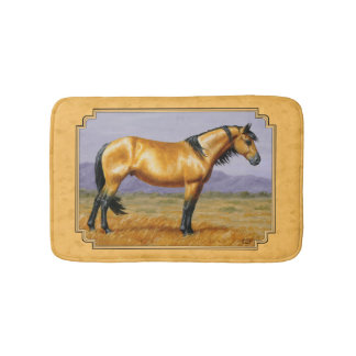 Wild Golden Buckskin Horse Yellow Bath Mat