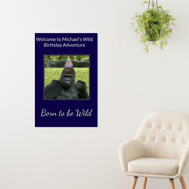 Wild Gorilla Birthday Scene Foam Board (In Situ (Wall))