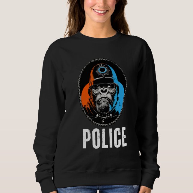 Wild Gorilla Police Illustration   Graphic Designs Sweatshirt (Front)