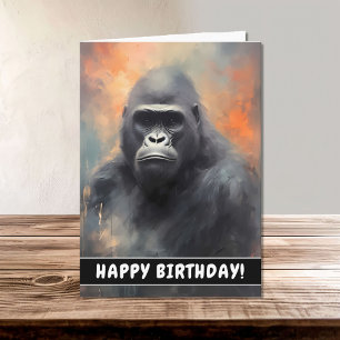 Wild Gorilla Portrait Happy Birthday Card