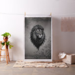 Wild Grace: striking portrait of a lion  Fabric