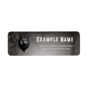 Wild Grace: striking portrait of a lion Label