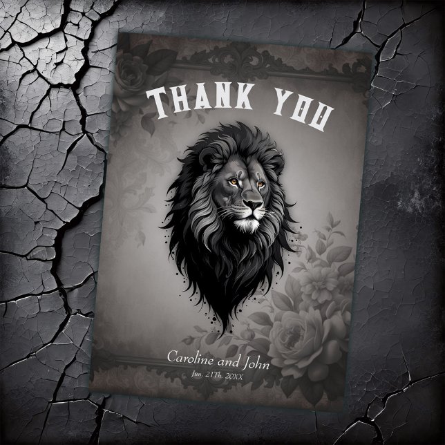 Wild Grace: striking portrait of a lion  Thank You Card (Creator Uploaded)