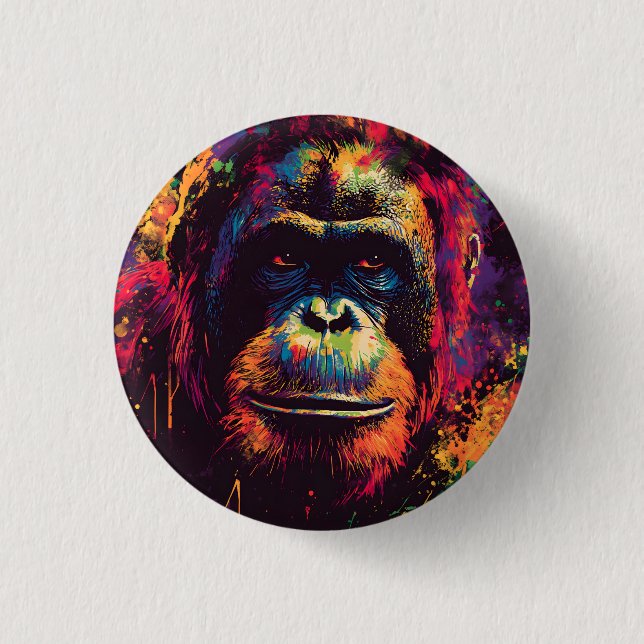 Wild Graffiti Urban Jungle Gorilla Button (Front)