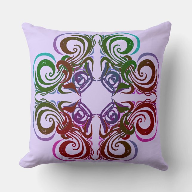 Wild Grapes Curvy Green Retro Throw Pillow (Front)