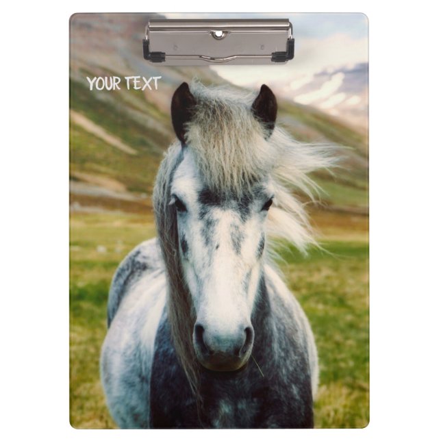 Wild Gray Horse Clipboard (Front)