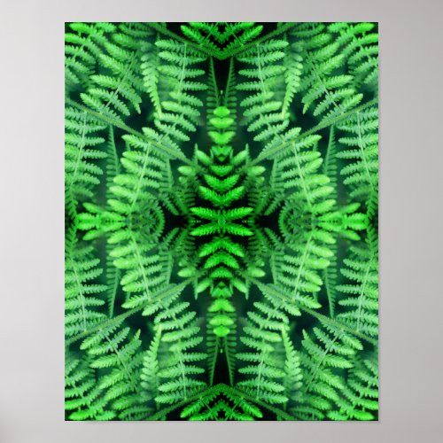 Wild Green Leafy Ferns Abstract       Poster