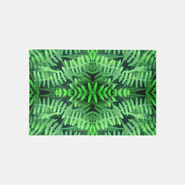 Wild Green Leafy Ferns Abstract       Rug (Front)