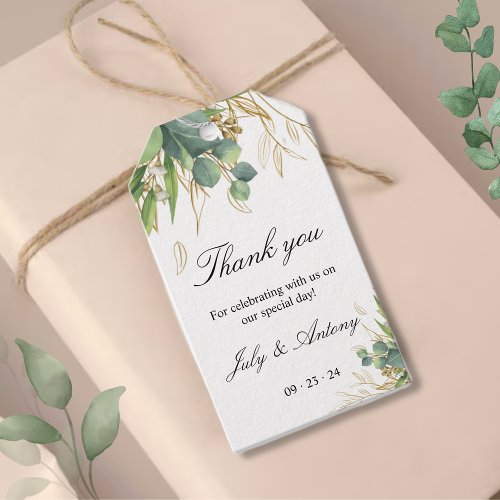 Wild Green Leaves Thank You Favor Gift Tags