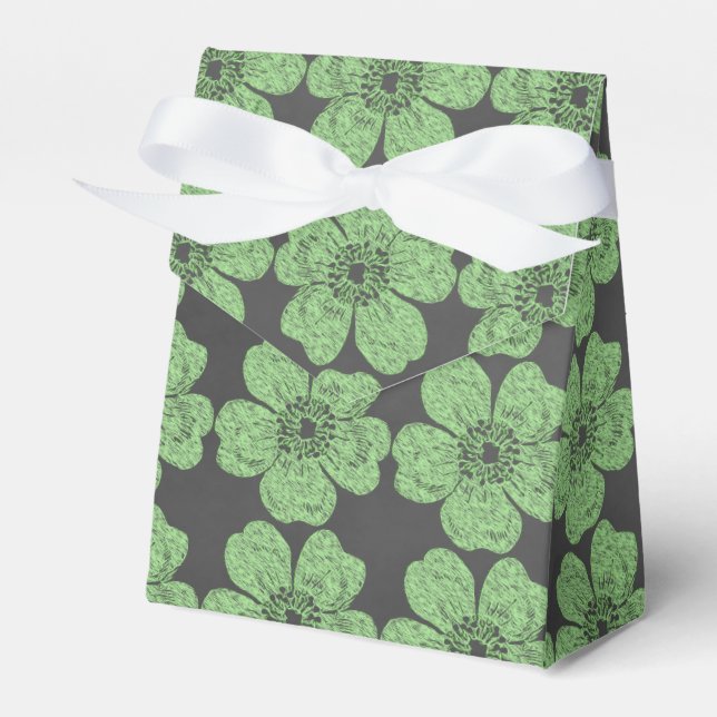 Wild Green Roses Chalkboard Favor Boxes (Front Side)