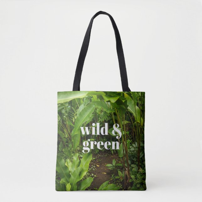Wild & Green Tropical Jungle Garden Tote Bag (Front)