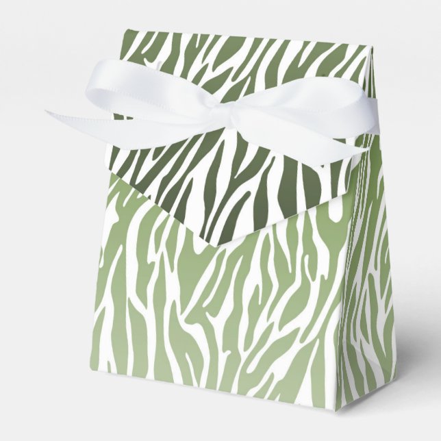 Wild Green Zebra Print Birthday Favor Boxes (Front Side)