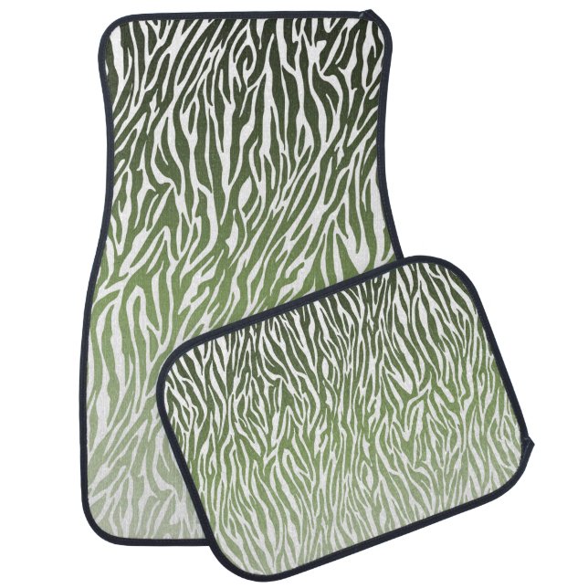 Wild Green Zebra Print Car Mat (Set)