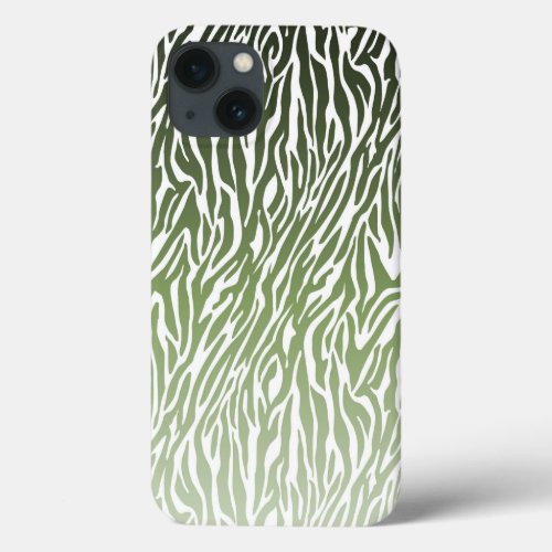 Wild Green Zebra Print iPhone 13 Case