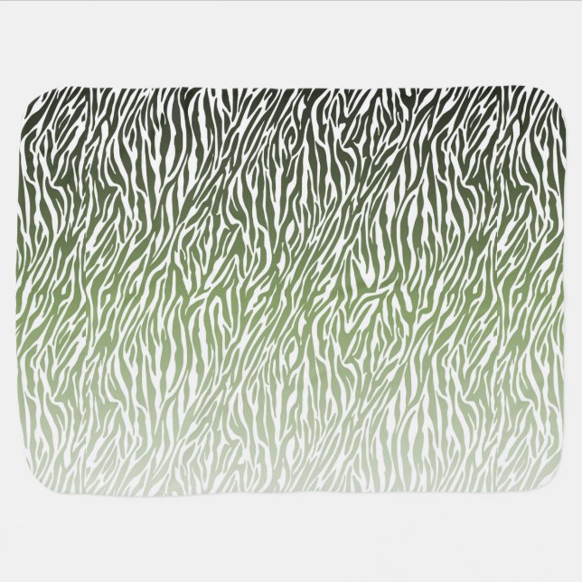 Wild Green Zebra Print Ombre Baby Blanket (Horizontal)