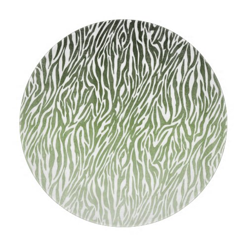 Wild Green Zebra Print Ombre Cutting Board