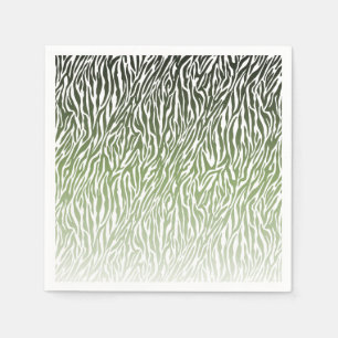 Wild Green Zebra Print Ombre Napkins