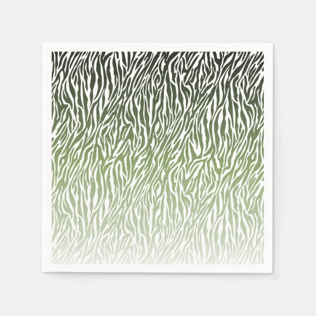 Wild Green Zebra Print Ombre Napkins (Front)