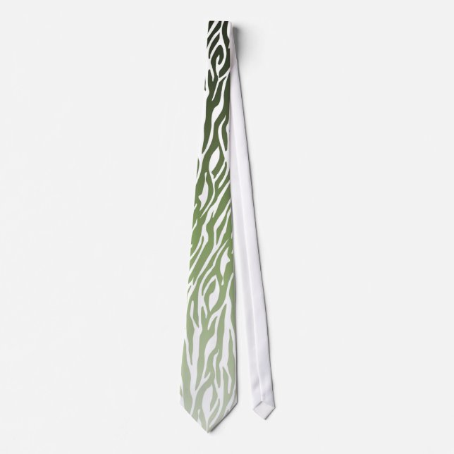 Wild Green Zebra Print Ombre Tie (Front)
