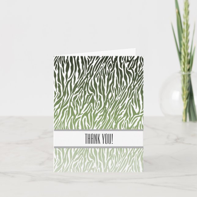 Wild Green Zebra Print Thank You Card (Front)