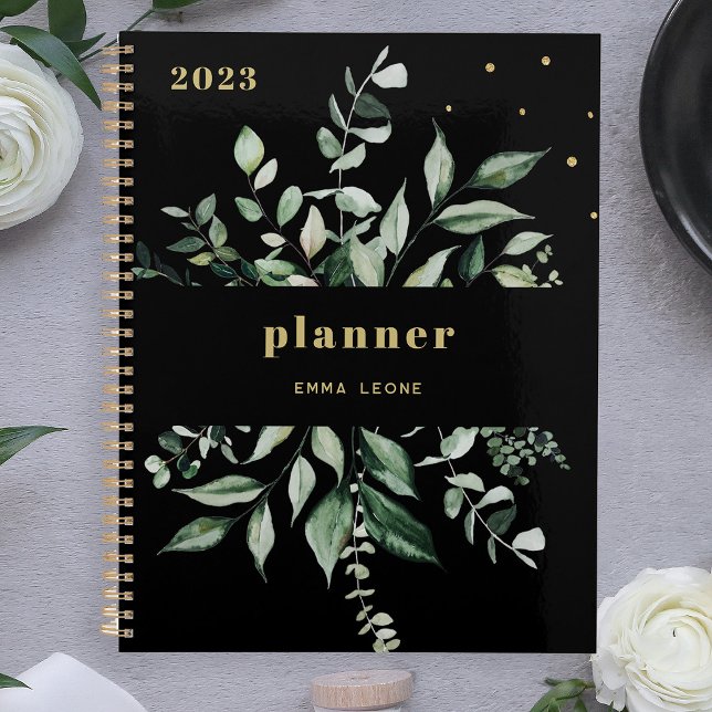 Wild Greenery | Elegant Black  Planner (Creator Uploaded)