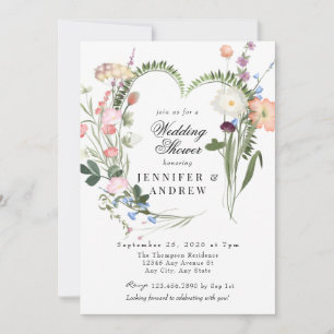 Wild Greenery Flowers Wildflower Wedding Shower Invitation