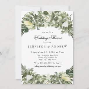 Wild Greenery Flowers Wildflower Wedding Shower Invitation