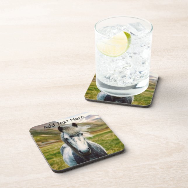 Wild Grey Horse in the Mountains Beverage Coaster (Right Side)
