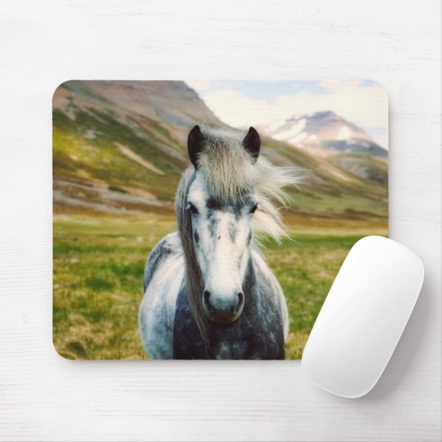 Wild Grey Horse in the Mountains Mouse Pad (With Mouse)