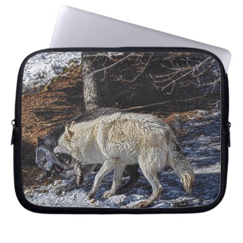 Wild Grey Wolf Animal_lover Design Laptop Sleeve