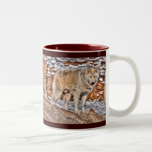 Wild Grey Wolf Animal_lover Design Two_Tone Coffee Mug