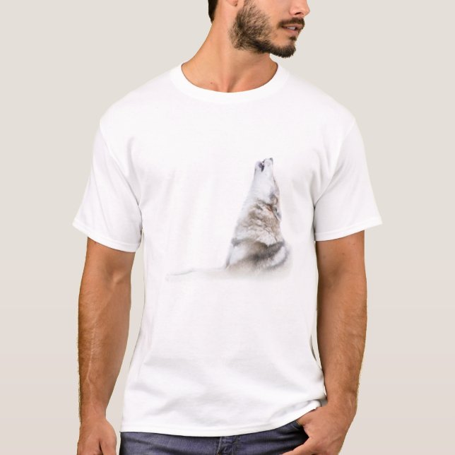 Wild grey wolf howls T-Shirt (Front)