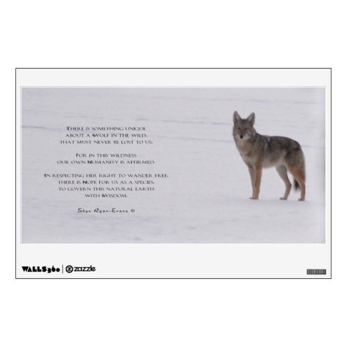 Wild Grey Wolf on Frozen Lake  Eco Poem Wall Sticker