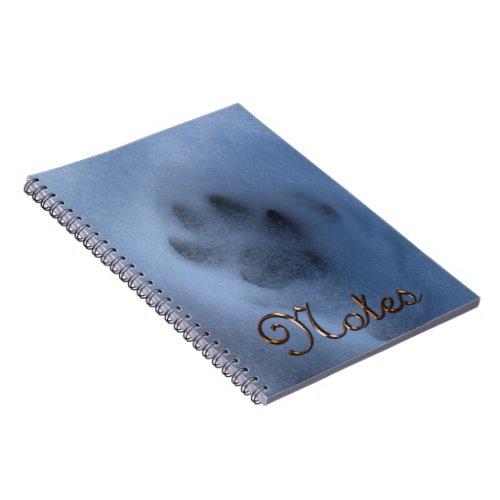 Wild Grey Wolf Paw Print in Winter Snow Notebook