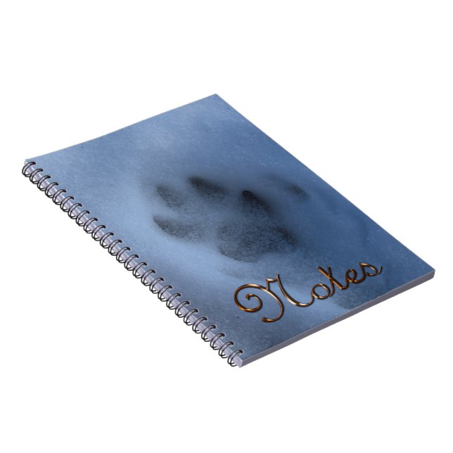 Wild Grey Wolf Paw Print in Winter Snow Notebook (Right Side)