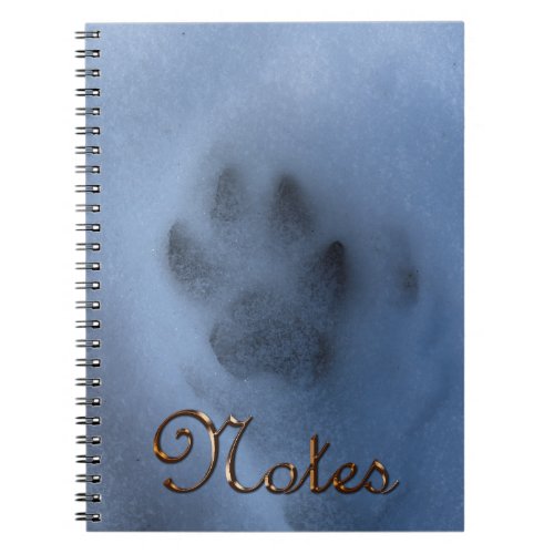 Wild Grey Wolf Paw Print in Winter Snow Notebook