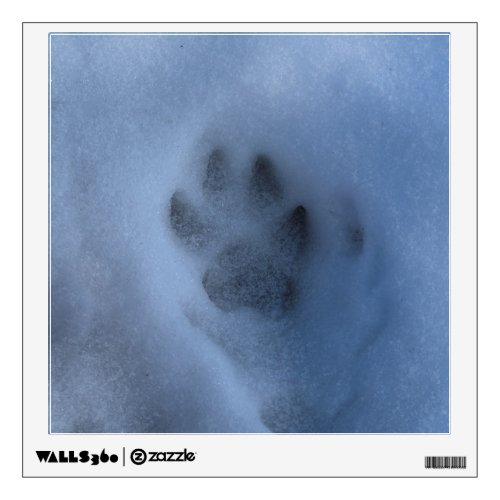 Wild Grey Wolf Paw Print in Winter Snow Wall Sticker