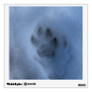 Wild Grey Wolf Paw Print in Winter Snow Wall Sticker